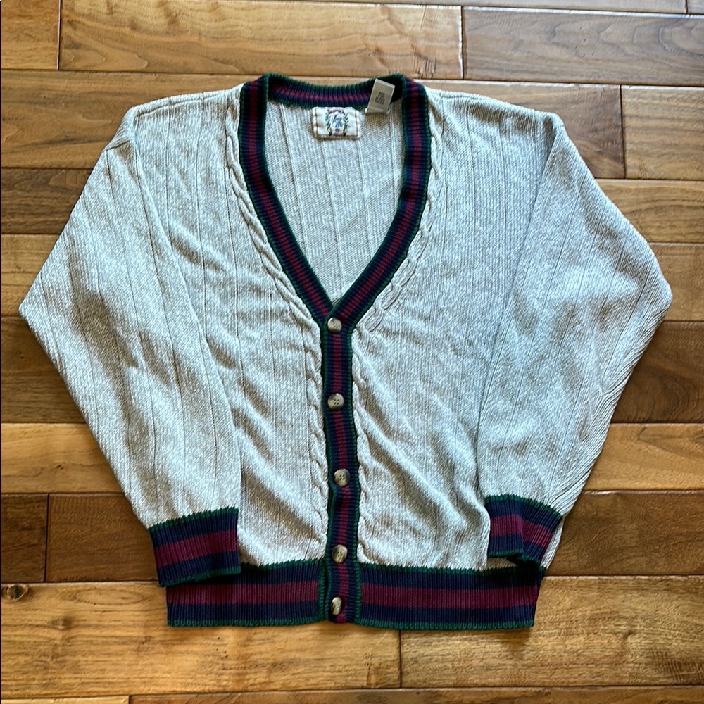 Vtg Sears Roebuck collegiate striped preppy  tennis cardigan